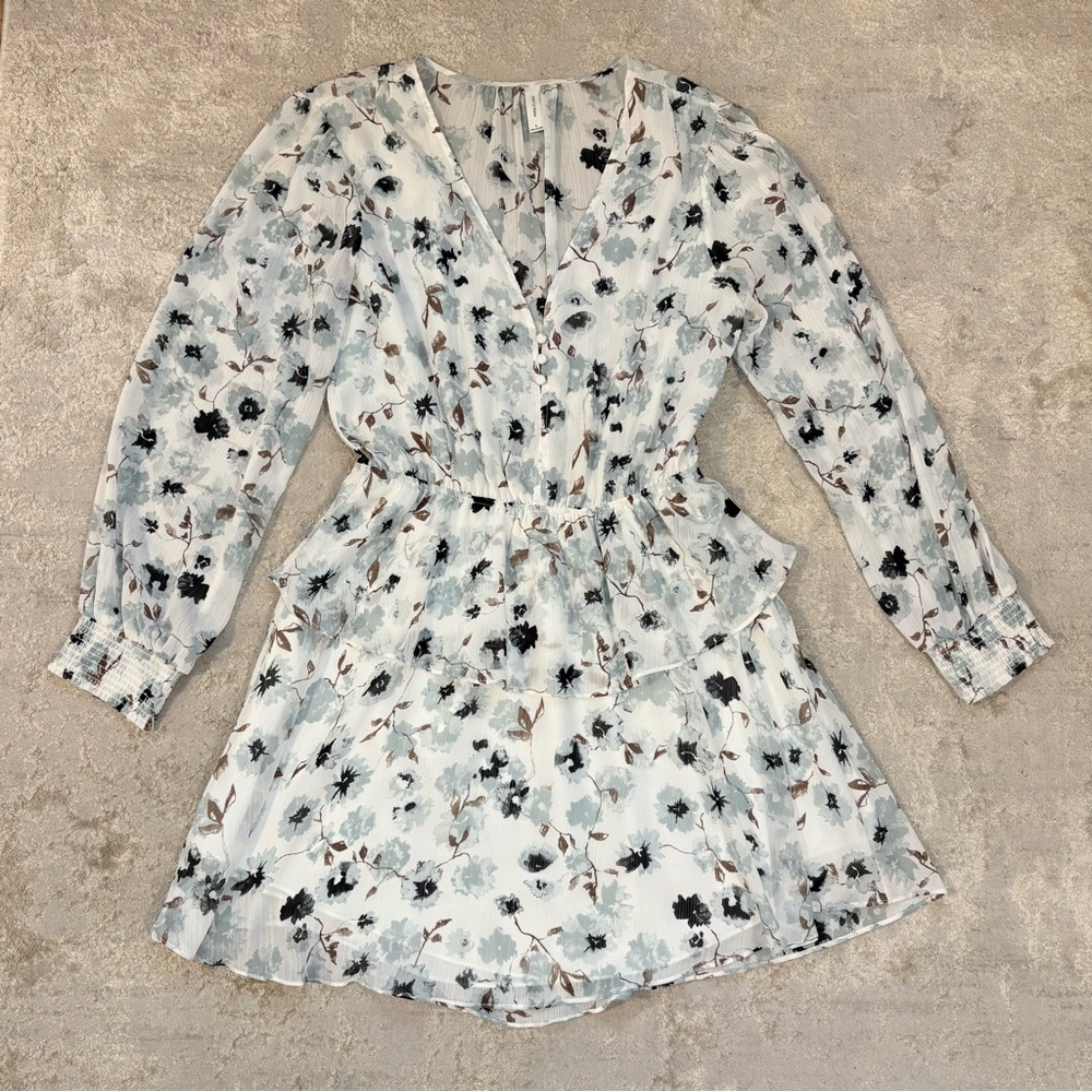 Gentle Fawn Floral Tiered Long Sleeve Chiffon Amilla Dress Size Small - Picture 3 of 12